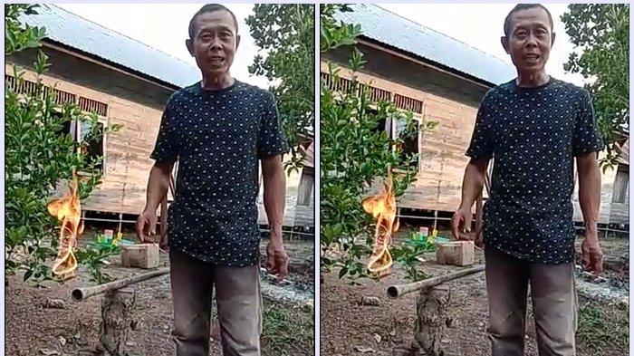 BREAKING NEWS : Warga Geger, Tiga Sumur Bor di Sungai Sangkai Desa Bedandan Batola Keluar Api