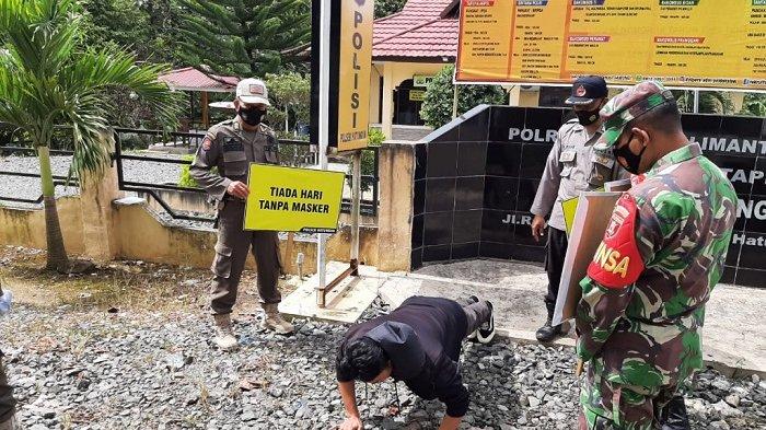 Terjaring Operasi Yustisi, Delapan Pelanggar Protokol Kesehatan di Tapin Disanksi Push Up