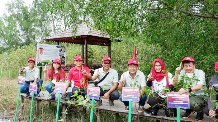Lestarikan Habitat Bekantan, Yayasan AHM dan PT Trio Motor Tanam 1.000 Mangrove Rambai