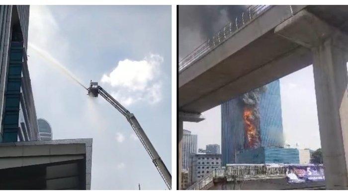 Gedung K Link Tower Jakarta Selatan Terbakar Asap Hitam Terlihat Membumbung Tinggi