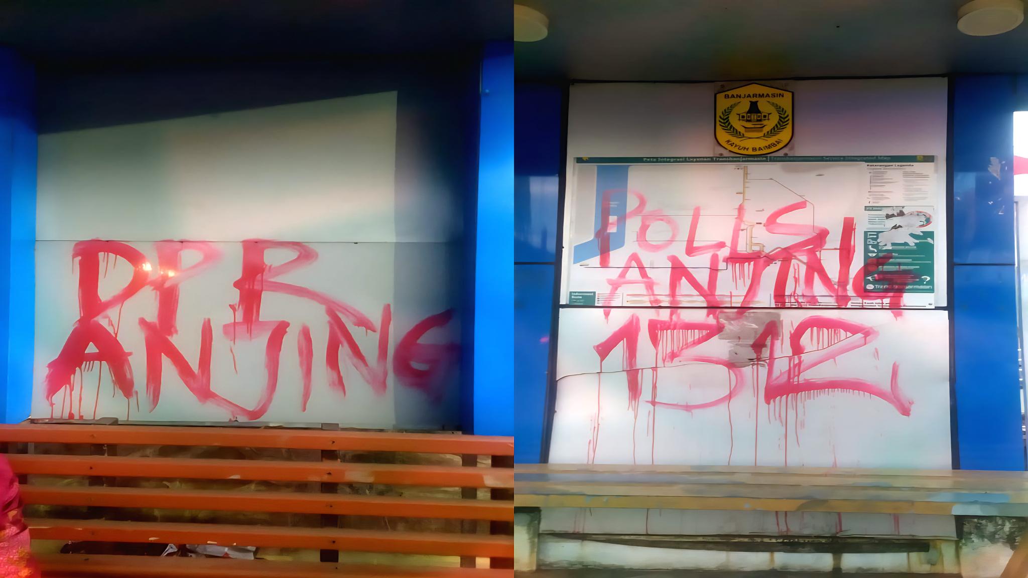 Halte Bus di Gatot Subroto Dicoret-coret, Jadi Perhatian Dishub Banjarmasin