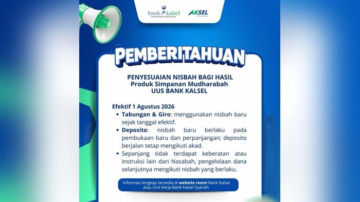 Bank Kalsel Syariah Sesuaikan Nisbah Bagi Hasil Produk Mudharabah Mulai 1 Agustus 2026 - Banjarmasinpost.co.id