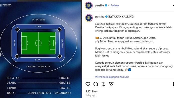 Persiba Balikpapan Gratiskan Laga Kontra Persipura Jayapura, Suporter Heran: Kok Bisa? Ada Apa?
