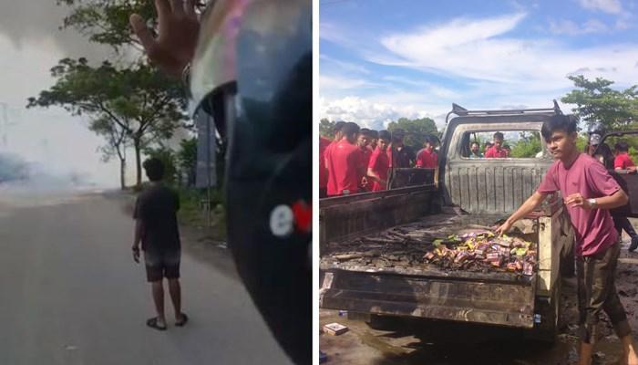 BREAKING NEWS : Kembang Api di Atas Pikap Terbakar, Warga Gambut Geger Rentetan Ledakan Terdengar