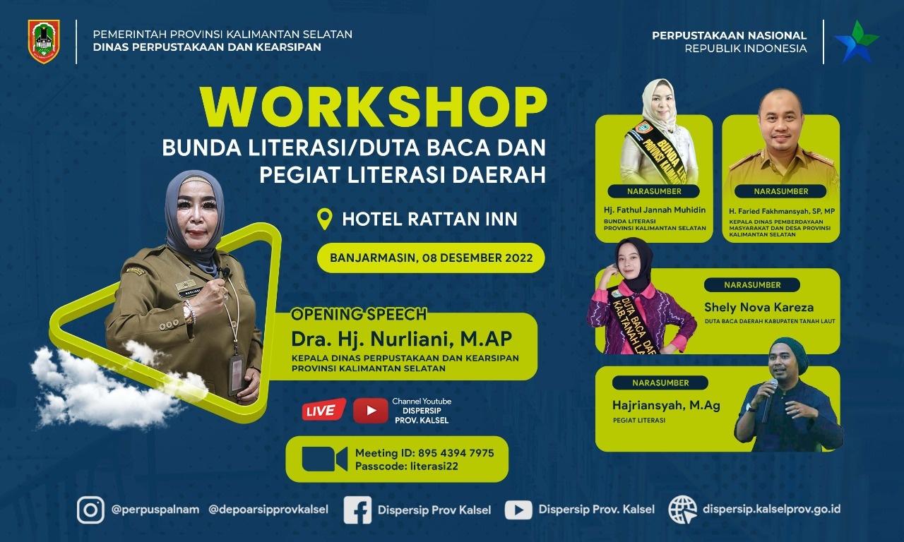 Besok, Dispersip Kalsel Gelar Workshop Bunda Literasi dan Duta Baca di Rattan Inn Banjarmasin
