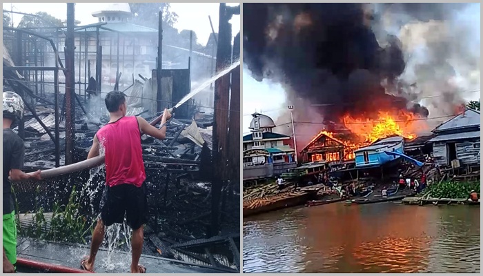Kebakaran Hebat Hanguskan Desa Pasungkan Daha Utara, 13 Keluarga Kehilangan Tempat Tinggal