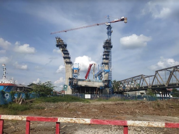 Progres Pembangunan Jembatan Kayutangi Banjarmasin, Ada Kendala Faktor Cuaca