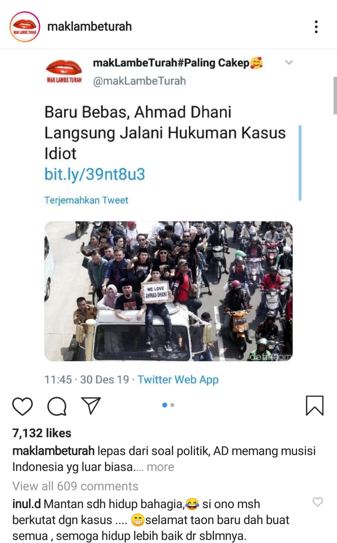 Komentar Inul Daratista soal Ahmad Dhani baru bebas.

