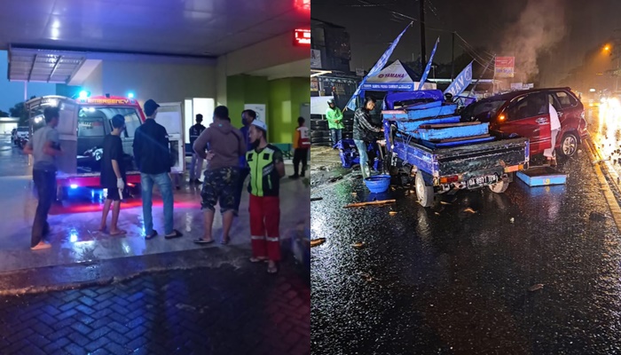 Kecelakaan Kalsel : Adu Banteng Pick Up vs Avanza Merah di Banjarbaru, Sopir Pikap Meninggal