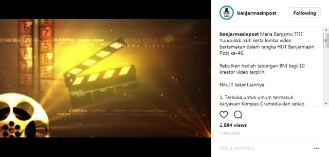 Inilah 10 Karya Video Terbaik dalam Lomba Bertemakan HUT Ke-46 Banjarmasin Post