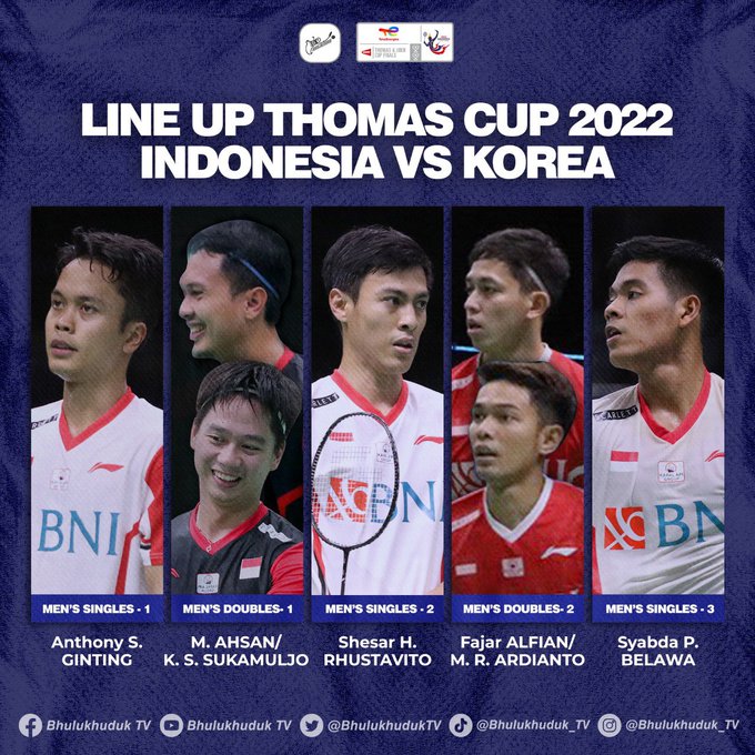 Live INews TV, Link Streaming Indonesia vs Jepang di Semifinal Piala Thomas 2022 Malam Ini