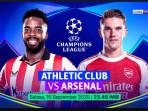 Tak Live SCTV, Link Streaming TV Online Laga Arsenal vs Athletic Bilbao UCL Malam Ini Jam 23.45 WIB