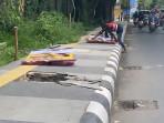 Tutup Lubang Drainase Jalan RE Martadinata Banjarmasin Raib, Doni Khawatir Pejalan Kaki Terperosok
