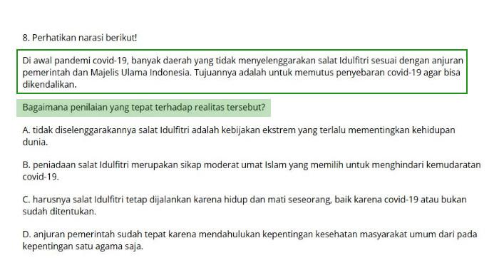 Kunci Jawaban PAI Kelas 8, Di Awal Pandemi Covid-19, Banyak Daerah yang Tidak Menyelenggarakan . .