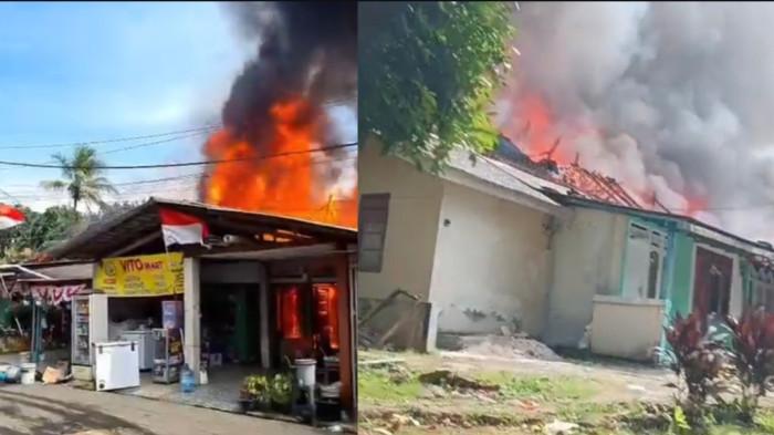 Gedung asrama Polri yang berada di Cilenggang, Sepong, Tangerang Selatan (Tangsel) terbakar pada, Rabu (3/9/2025) siang.