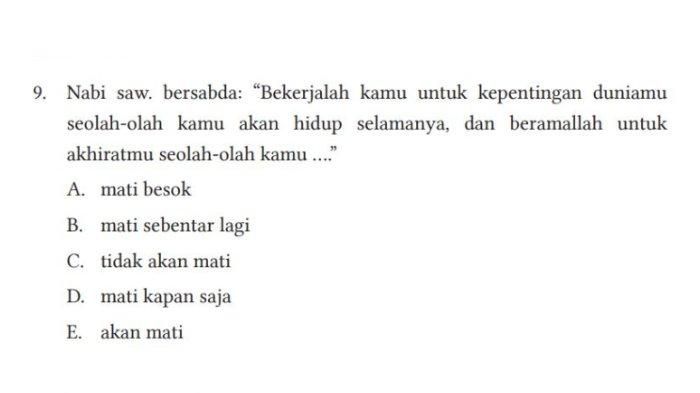 KUNCI JAWABAN PAI Kelas 12 Kurikulum Merdeka, Halaman 250 Beramallah untuk Akhiratmu Seolah-olah . .