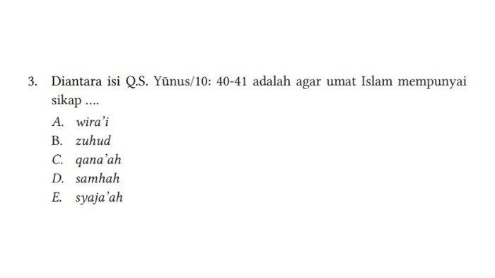 KUNCI JAWABAN PAI Kelas 11 Kurikulum Merdeka, Diantara Isi QS Yunus/10: 40-41 adalah Agar Umat Islam