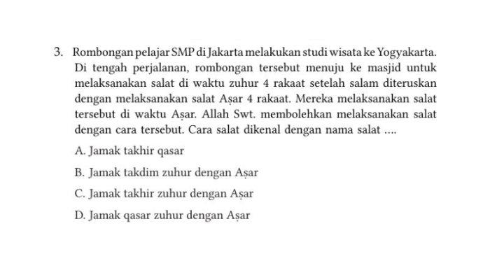 KUNCI JAWABAN PAI Kelas 7 Kurikulum Merdeka Halaman 219, Cara Salat Dikenal dengan Nama Salat . . .