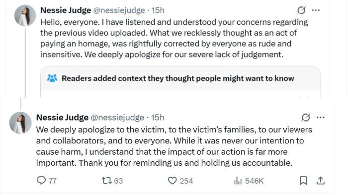 Nessie Judge minta maaf pasang foto Junko Furuta di video bareng NCT Dream