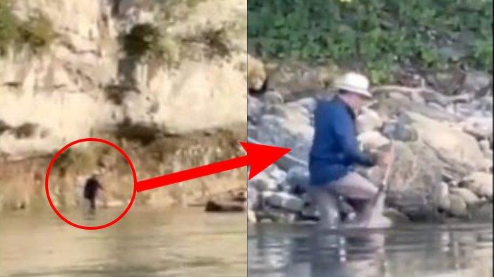 Jalan Perlahan Sambil Bawa Tongkat, Ridwan Kamil Menyisir Sungai Aare Demi Cari Eril, Videonya Viral