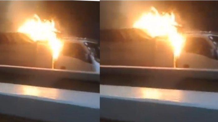 Sebuah Truk Terbakar di Gerbang Tol Cikupa Arah Merak