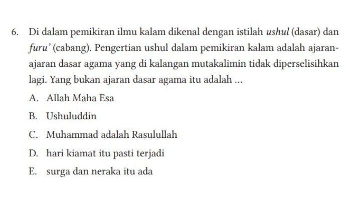 KUNCI JAWABAN PAI Kelas 12 Kurikulum Merdeka Halaman 223, Yang Bukan Ajaran Dasar Agama Itu adalah