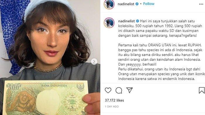 Nadine Chandrawinata Suka Gambar Orang Utan di Uang Kertas Lama Rp 500, Akui Ngefans dan Bangga