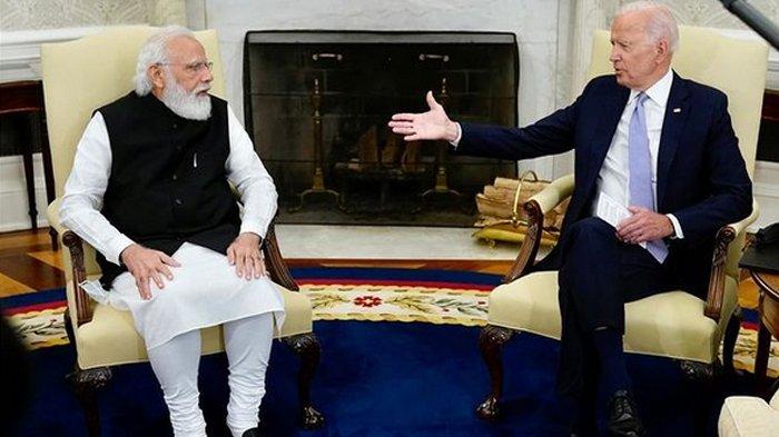 PM India Narendra Modi saat bertemu Presiden AS Joe Biden.