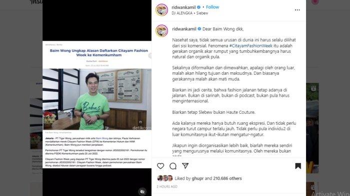 Langkah Baim Wong Dihadang Ridwan Kamil, Minta Pendaftaran CFW Dicabut: Tidak Perlu Ngatur-ngatur!