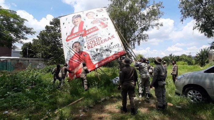 Belum Masa Tenang, Satpol PP Copot Ribuan APK Cawalkot Tangsel, Ini Sebabnya