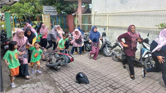 Simulasi Gempa Bumi 8,7 Skala Richter, Warga Lebak Gede Kota Cilegon Berhamburan Keluar Rumah
