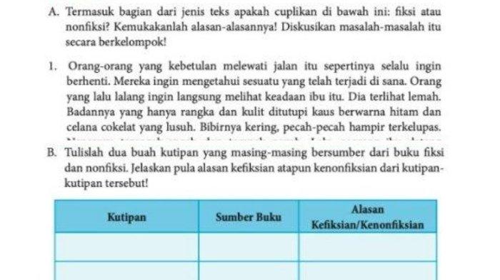 KUNCI JAWABAN Bahasa Indonesia Kelas 8 Halaman 235 Bagian A dan B: Jenis Teks Apakah Cuplikan . . .
