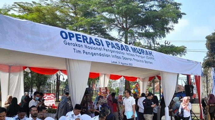 Operasi Pasar Murah di Alun-alun Malingping Kabupaten Lebak, Bisa Bayar Pakai Aplikasi Qris