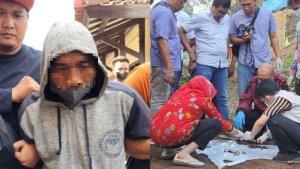 Tampang-R-pakai-penutup-kepala-saat-digelandang-ke-Satreskrim-Polresta-Banyumas-inses-anak.jpg