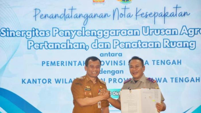 Pemprov Jateng - BPN Teken MoU Pertanahan, Perkuat Ketahanan Pangan dan Investasi