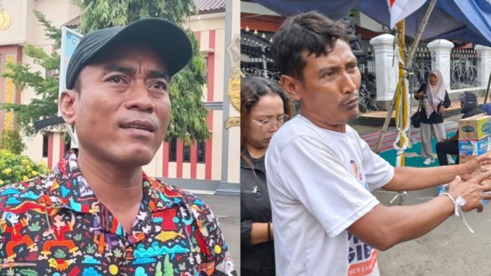 DIJERAT PASAL BERLAPIS - Dua pentolan Aliansi Masyarakat Pati Bersatu (AMPB), Supriyono alias Botok (kiri) dan Teguh Istiyanto (kanan), ditetapkan sebagai tersangka oleh kepolisian atas kasus pemblokiran Jalan Pantura Pati-Rembang pada Jumat (31/10/2025). Terhitung sejak Sabtu (1/11/2025), mereka ditahan di Polda Jateng.