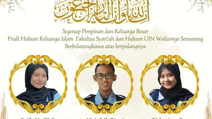 UIN WALISONGO BERDUKA - Tiga korban hanyut yang sudah ditemukan.