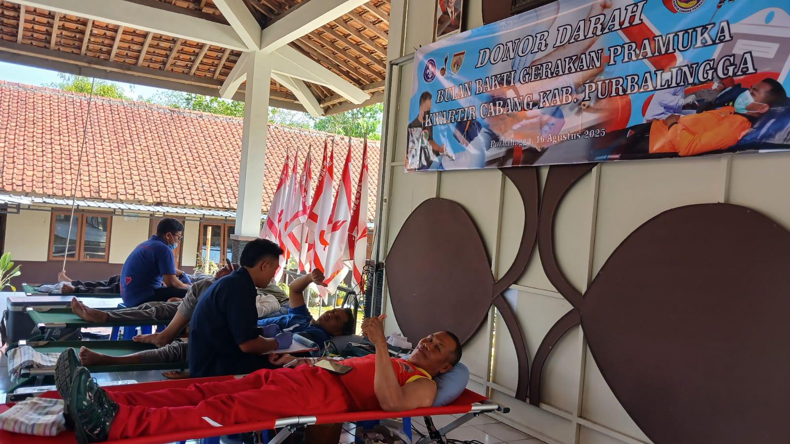 Rangkaian Peringatan Hari Pramuka 2025, Kwarcab Purbalingga Gelar Donor Darah