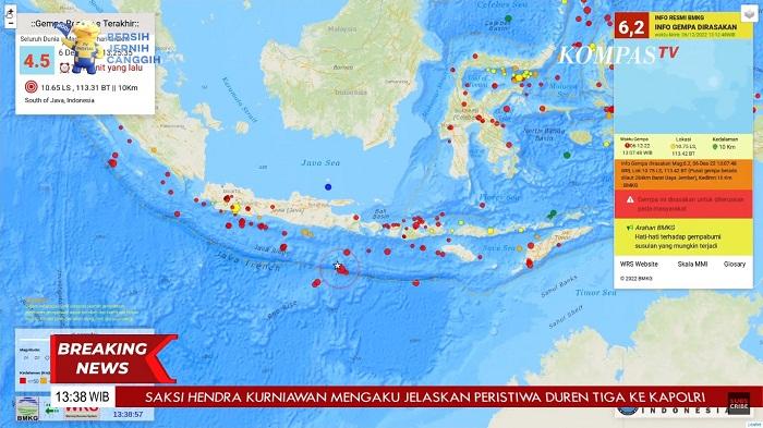 Gempa Magnitudo 6,2 Guncang Jember, BNPB: Pusat Gempa di Tengah Laut, Cukup Jauh dari Daratan