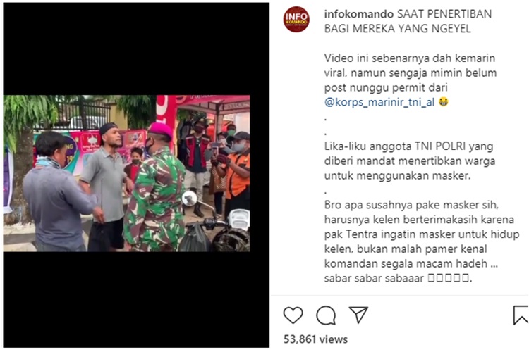 Viral, Marinir Adu Mulut dengan Warga yang Ngeyel Tak Mau Pakai Masker, Begini Akhir Kisahnya . . .