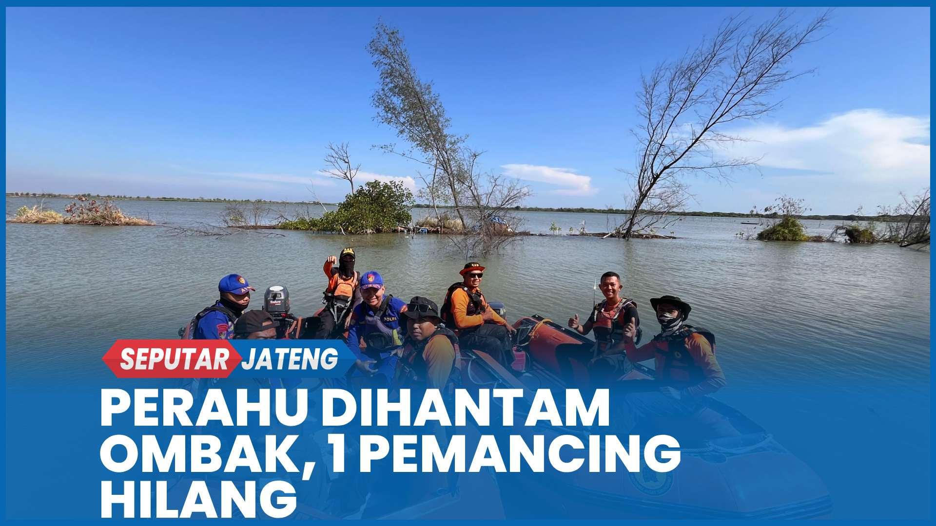 Perahu Pemancing Terbalik Diterjang Ombak Pantai Sunter Pekalongan, Satu Orang Hilang