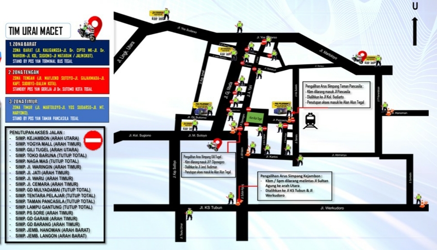 Mulai Diberlakukan Saat Ini, Berikut Peta Penutupan Jalan Jelang Pergantian Tahun di Tegal