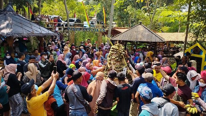 Syawalan di Karanganyar: Warga dan Pengunjung Pasar Ciplukan Mojogedang Berebut Gunungan Apem