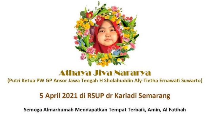 Inalilahi Wainailaihi Rojiun, Cucu Pertama Bupati Cilacap Tato Suwarto Pamuji Berpulang