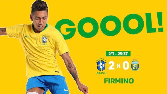 UPDATE, Hasil Brazil vs Argentina, Roberto Firmino Tambah Keunggulan Tim Samba, Brazil Unggul 2-0