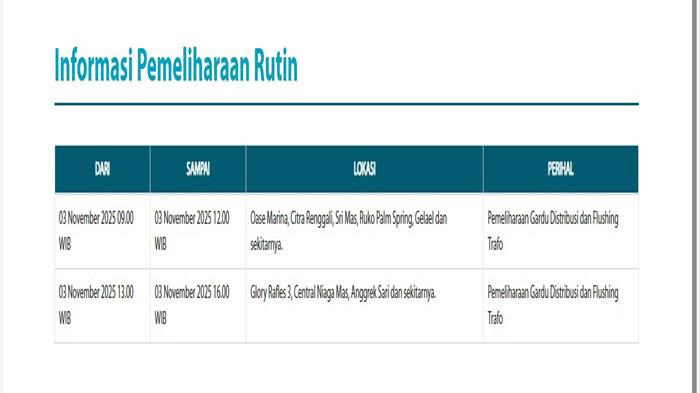 Warga Batam Siap-siap, PLN Umumkan Pemeliharaan Rutin Hari Ini Senin 3 November 2025