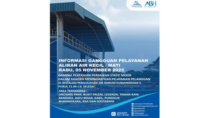 Warga Batam Siap-siap Tampung Air, ABH Umumkan Ada Perbaikan Static Mixer, Ini Lokasi Terdampak