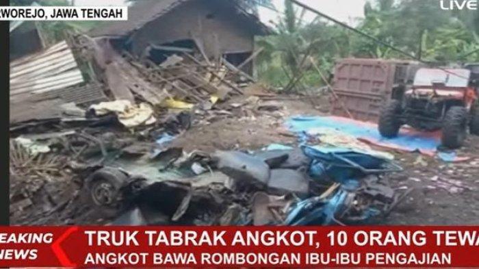 Kecelakaan Maut di Purworejo Truk Rem Blong Tabrak Angkot Ibu-ibu Pengajian, 10 Orang Tewas