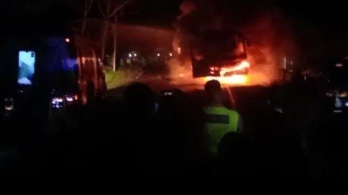 Kecelakaan di Sergai, Bus Terbakar Setelah Bertabrakan dengan Motor, Satu Tewas