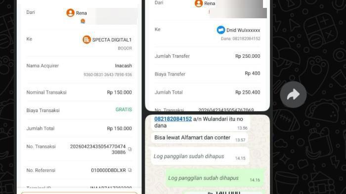 BUKTI TRANSFER - Rena memperlihatkan bukti transfer pembelian tabung gas elpiji 3 kg. Baru belakangan disadari kalau dia telah menjadi korban penipuan. Modus pelaku menawarkan tabung gas elpiji 3 kg dengan harga murah di aplikasi Facebook